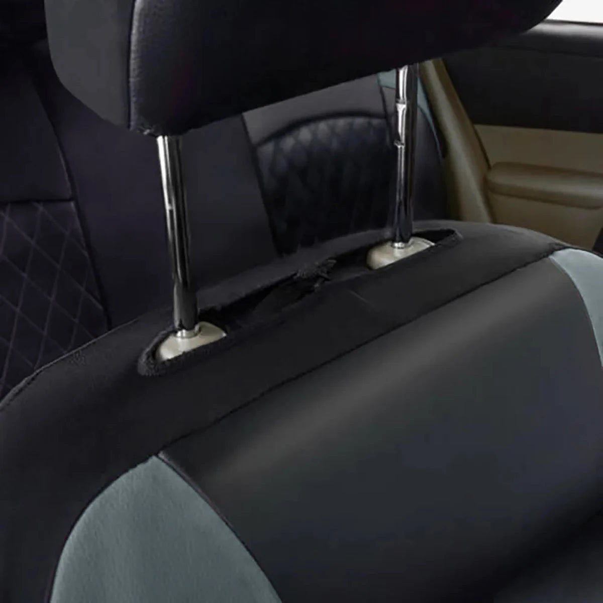 Universal Internal Seat Covers 4PCS All-Season Quilted Faux Leather Car Seat Cover