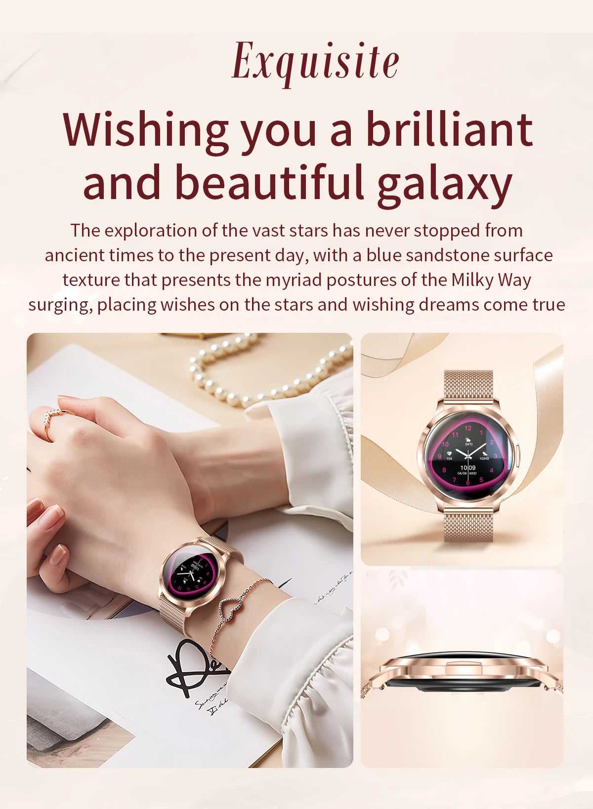 New Women Smart Watch 1.32"AMOLED Full Touch Screen Bluetooth Call Blood Pressure IP68 Waterproof NFC 7.3mm Ultra-thin bracelet