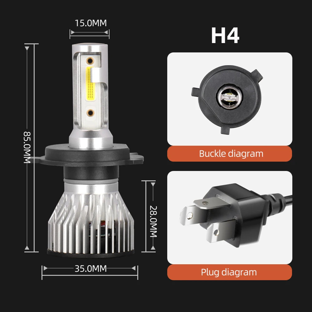 30000LM H4 H7 H11 9005 HB3 9006 HB4 9004 9007 LED Headlight Bulbs 300W High Power Auto Headlamp Bulbs 6000K 12V Car Fog Lamps