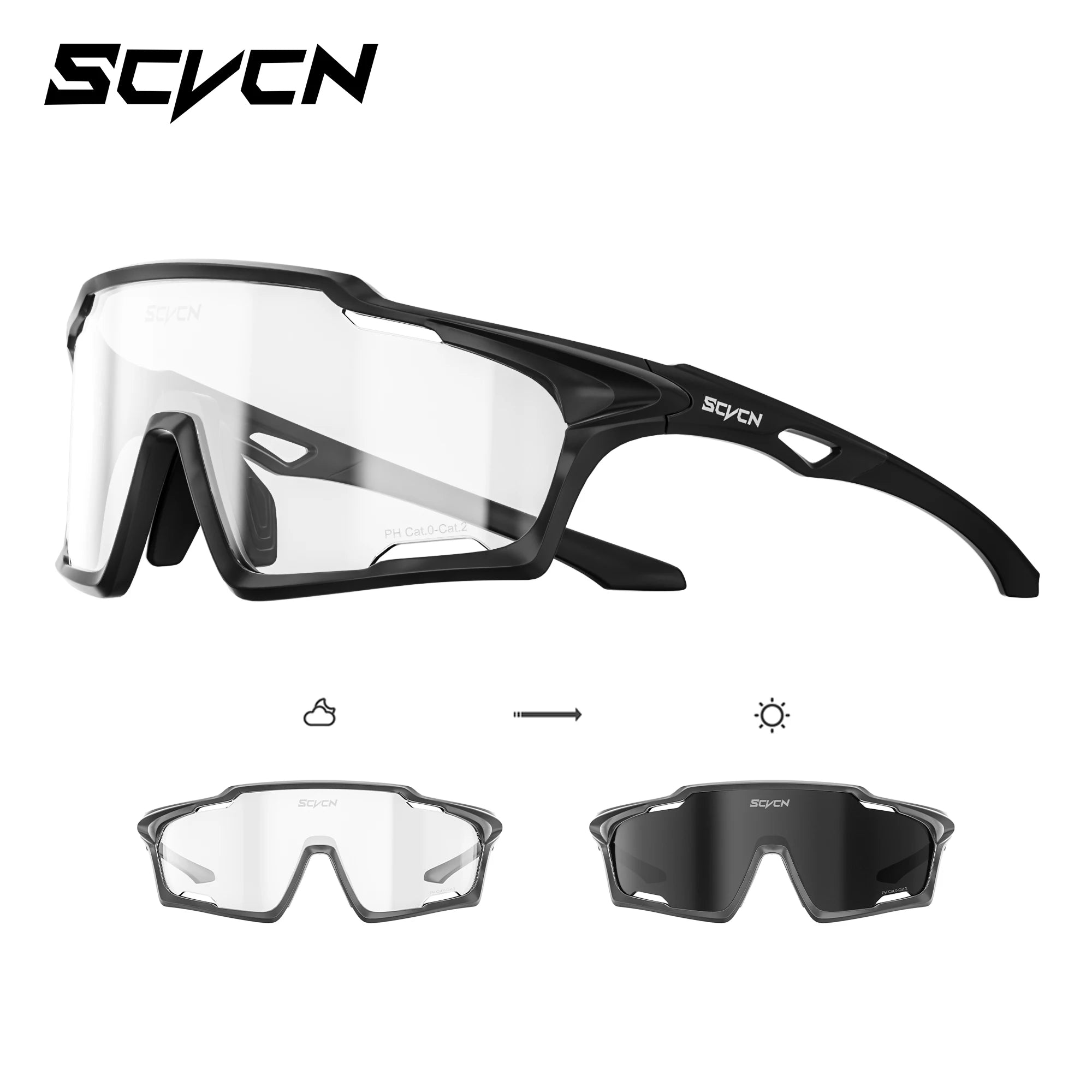 SCVCN Photochromic Sunglasses for Man Cycling Glasses MTB Riding Skating UV400 Fishing Goggles Woman Bike Bicycle Baseball 2026