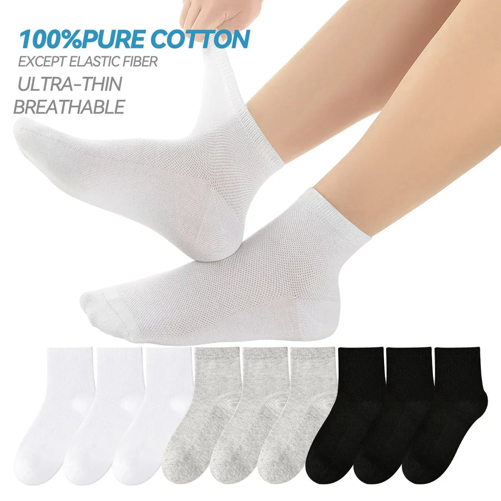Children's Pure Cotton Mesh Boneless Summer Thin Ankle Socks OEKO-TEX Certified Safe for Kids Boys and Girls for School and Home