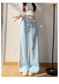 Women's gray sports high waist hanging loose slimming straight leg wide leg pants American sweatpants.