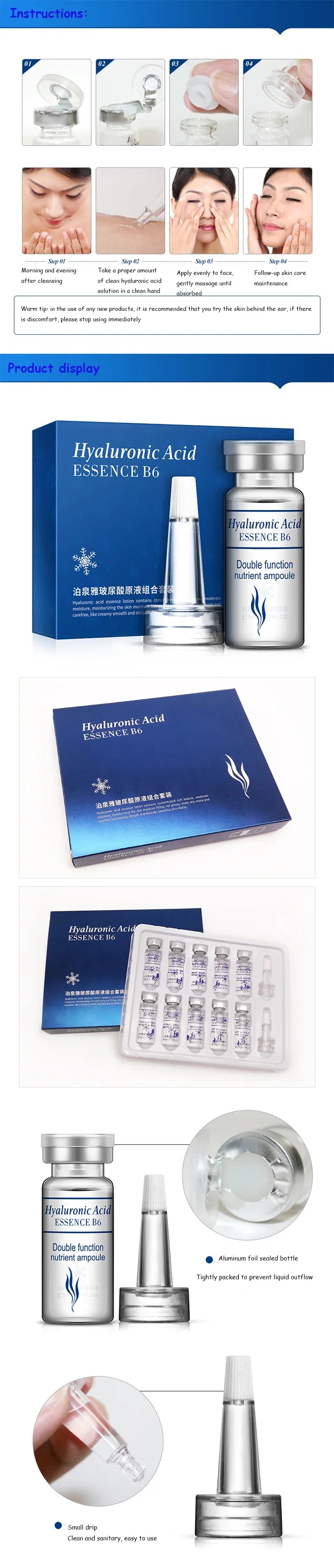 BIOAQUA 10pcs/lot Moisturizing Vitamins Hyaluronic Acid Serum Facial Skin Care Anti Wrinkle Anti Aging Collagen Essence Liquid