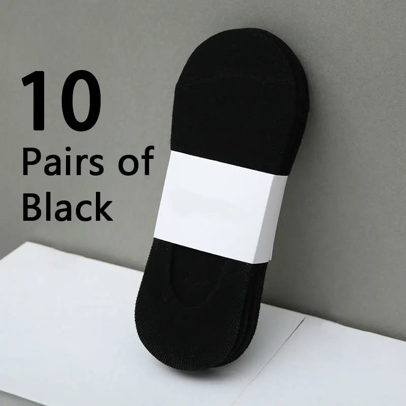10 pairs solid color men socks cardboard breathable sports socks casual boat socks comfortable cotton ankle socks, sizes 38-44