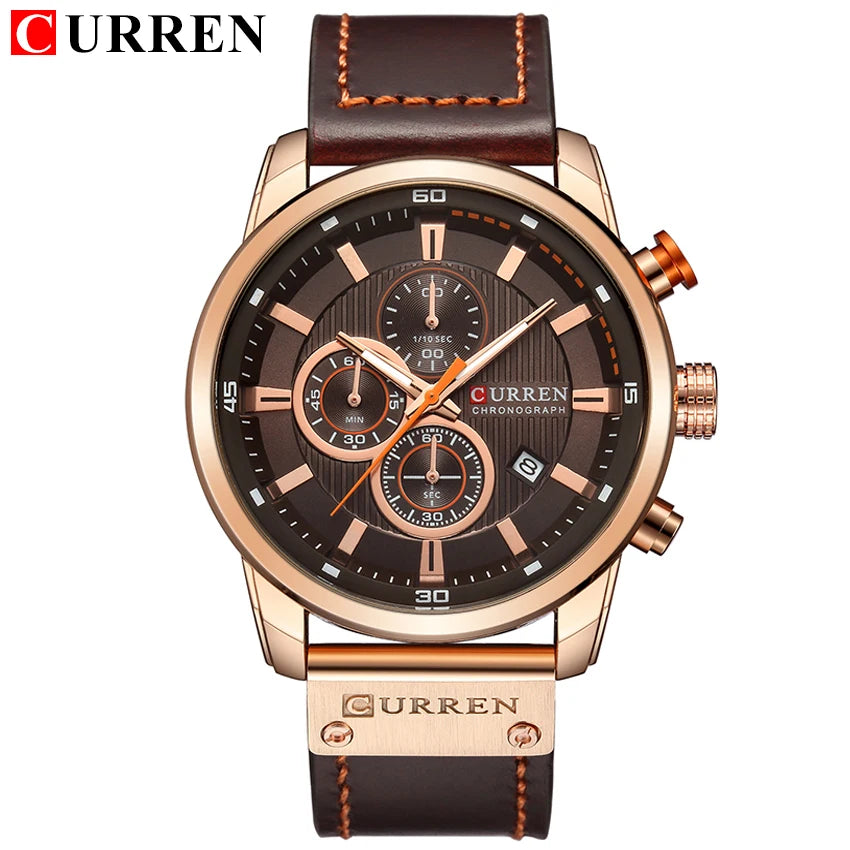 CURREN 8291 Mens Quartz Chronograph Watch Casual Leather Military Sport Fashion Gentleman Wristwatch