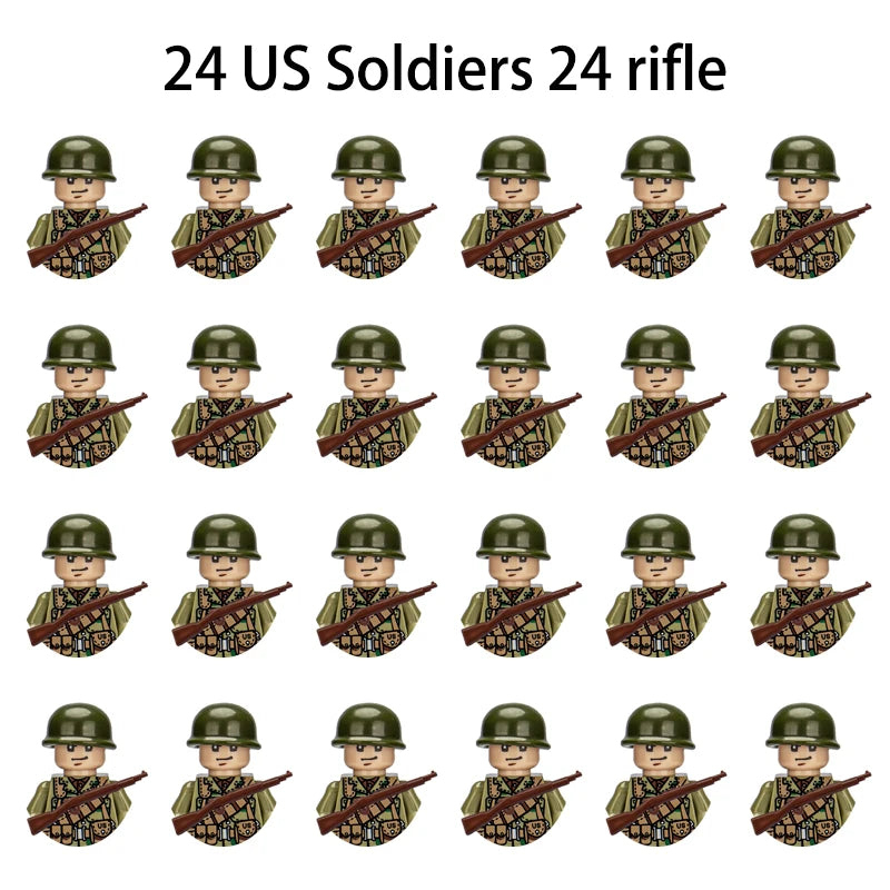 WWII Infantry Military Soldier War National Army Mini Gun Weapon Models Building Blocks Building Blocks Toys for Kids