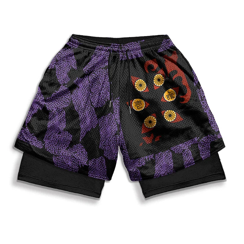 2 in 1 Athletic Gym Shorts for Men Stylish 3D Print Shorts with Pockets Quick Dry Stretchy Summer Sports Fitness Running Jogging