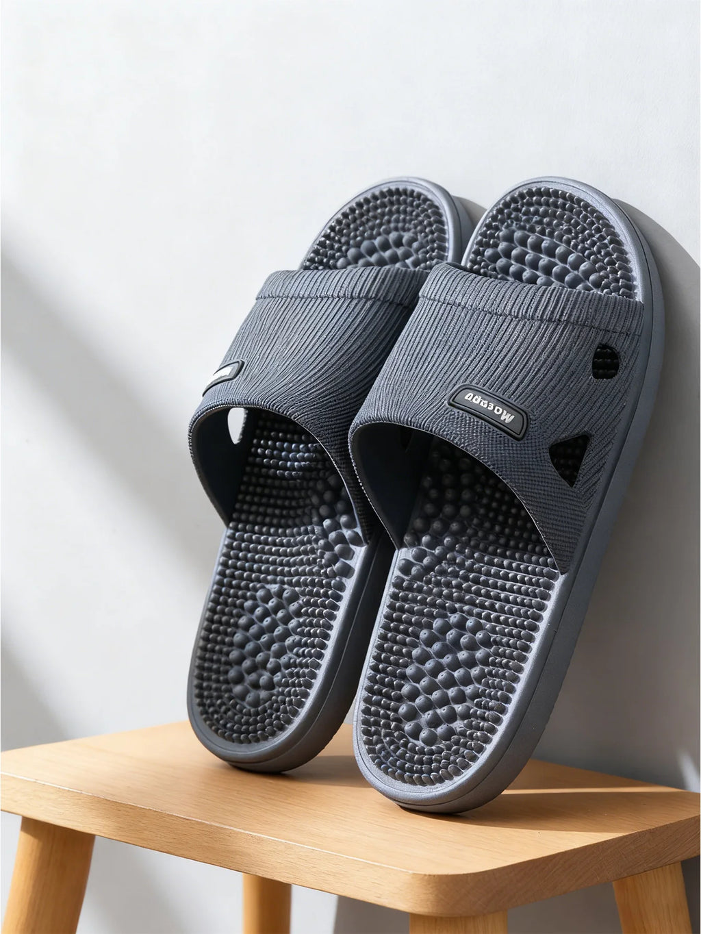 Summer Non Slip Solid Color Slippers for Men PVC material  Massage Comfortable Durable Bathroom Shoes Cool Pool
