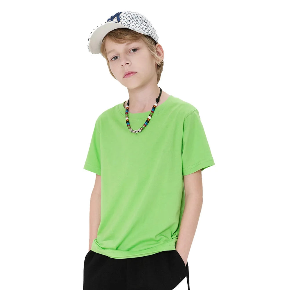 2-16 Years Boys Tshirts Cotton Short Sleeve Girls Clothes Summer Solid T-shirt Teenage Children Tees Kids Korean Top Baby  Cloth