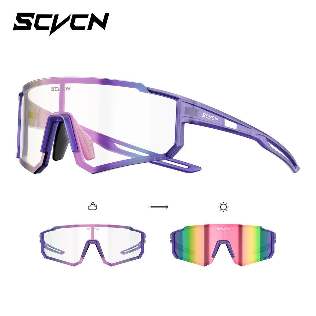SCVCN Photochromic Hiking Eyewear Cycling Glasses Sports Sunglasses for Women Outdoor Road  MTB Bike Glasses UV400 Men Windproof