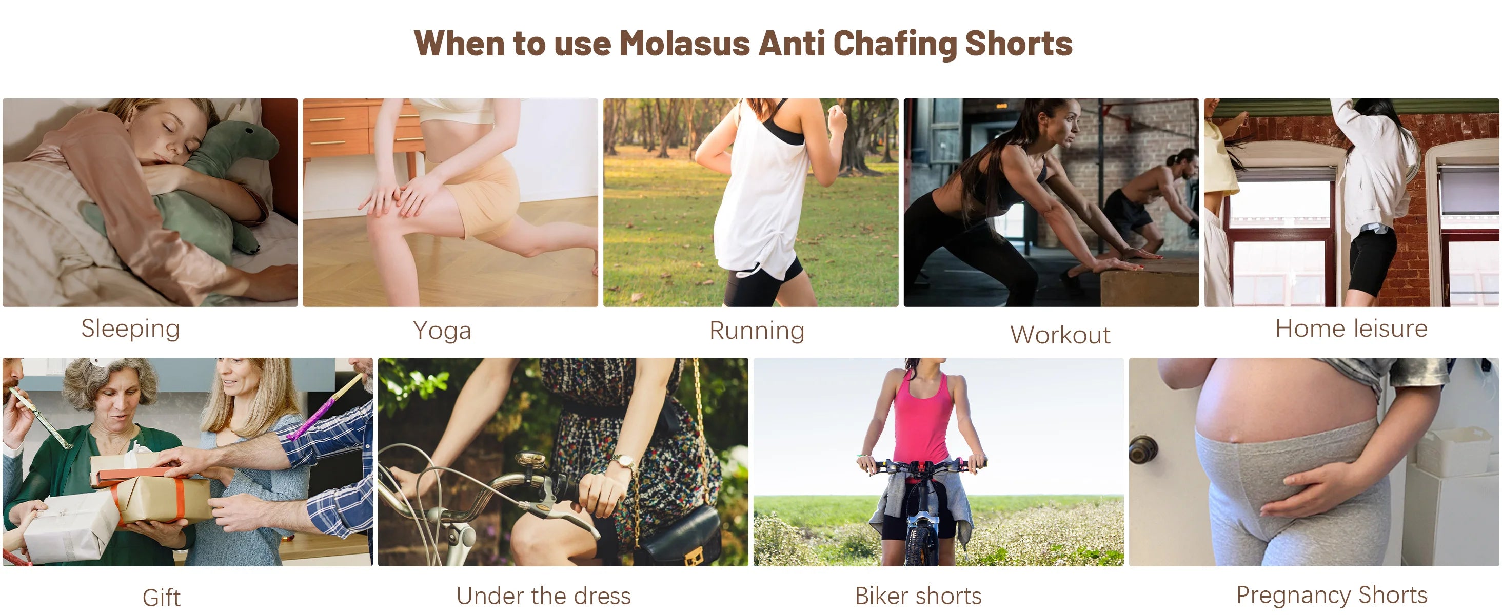 Molasus Womens Cotton Panties Biker Shorts Boxer Briefs Ladies Anti Chafing High Waisted Underwear for Work Sport Pregnant 1PC