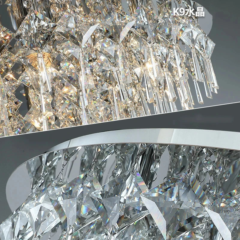 Modern Minimalist LED K9 Crystal Chandelier Ceiling Pendant Suspend Lights Home Decoration Lamp Dining Room Living Villa Bedroom