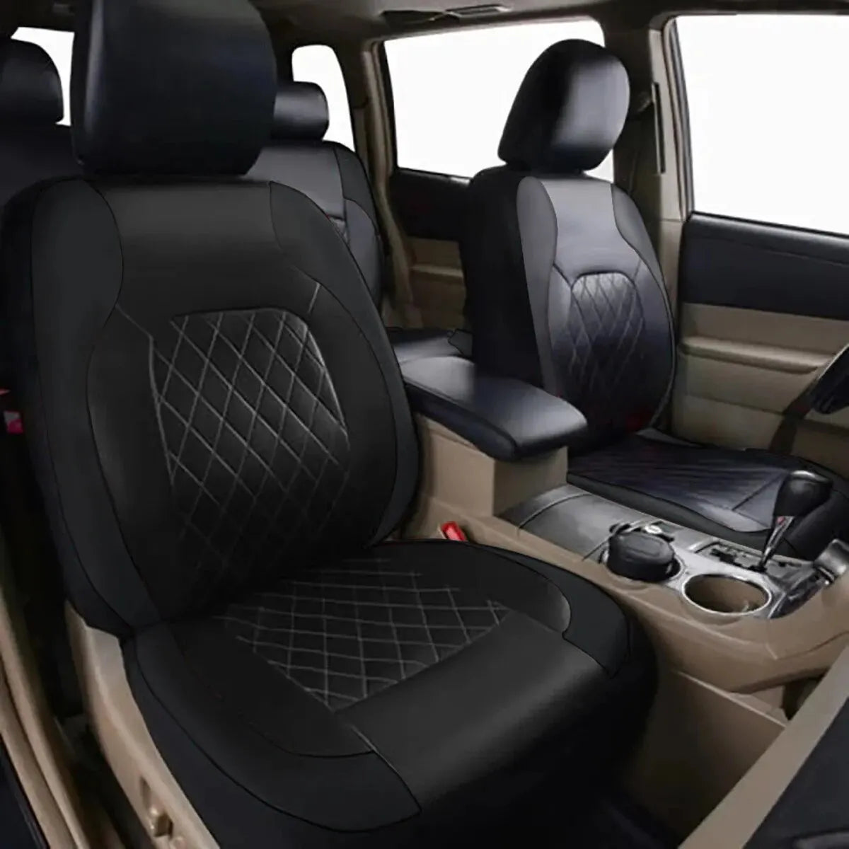 Universal Internal Seat Covers 4PCS All-Season Quilted Faux Leather Car Seat Cover