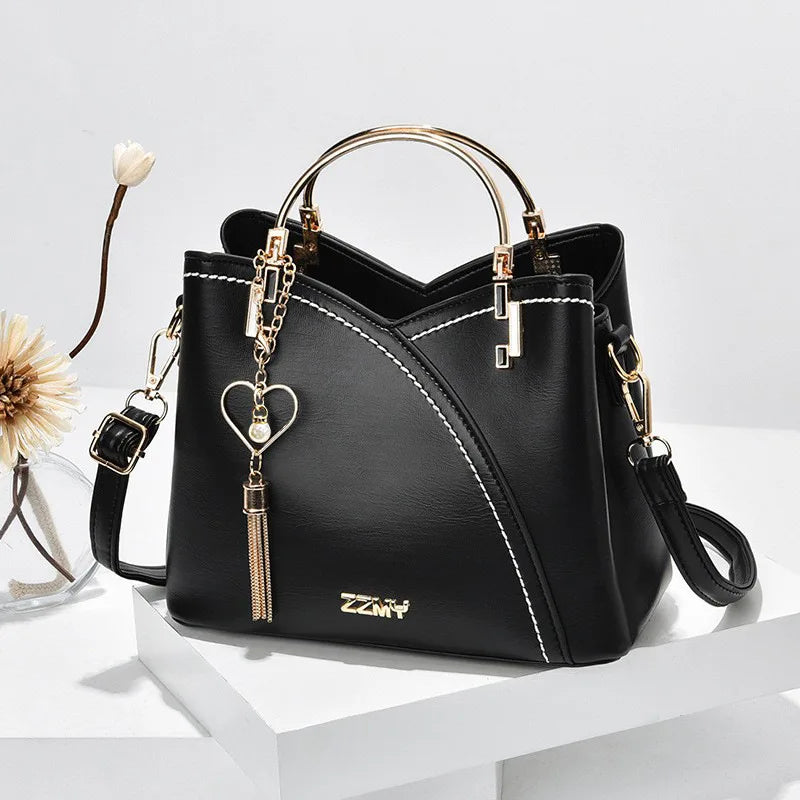 Fashionable handbag Korean color-blocking large capacity women's bag fashionable one-shoulder crossbody bag bucket bag