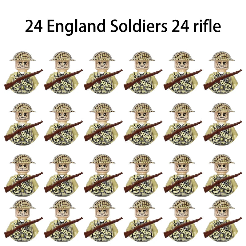 WWII Infantry Military Soldier War National Army Mini Gun Weapon Models Building Blocks Building Blocks Toys for Kids