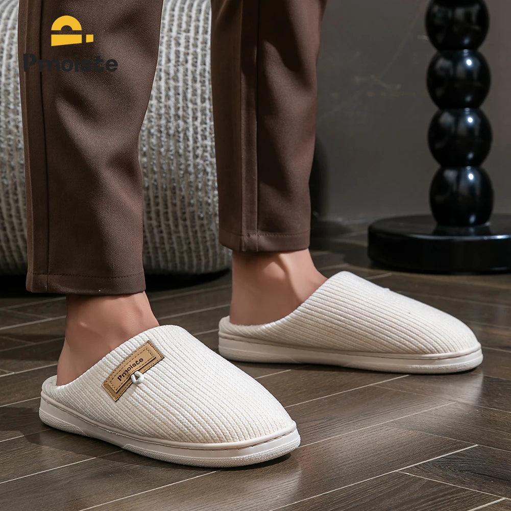 House Slippers for Men Warm Non Slip Indoor Knitted Memory Foam TPR Sole Cushion Home Shoes Winter Luxury Designer Comfort