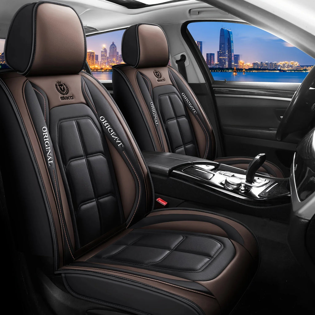 All inclusive seat cover, full leather car seat cushion, single seat driver and passenger seat cover, all season universal pad