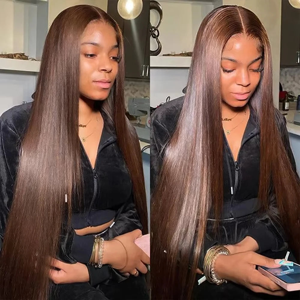 Chocolate Brown Lace Front Wig 13x4 Brown Wig Lace Front Wig for Women 13x4 13x6 lace Human Hair Wig for Daily Wear 40 46 inches