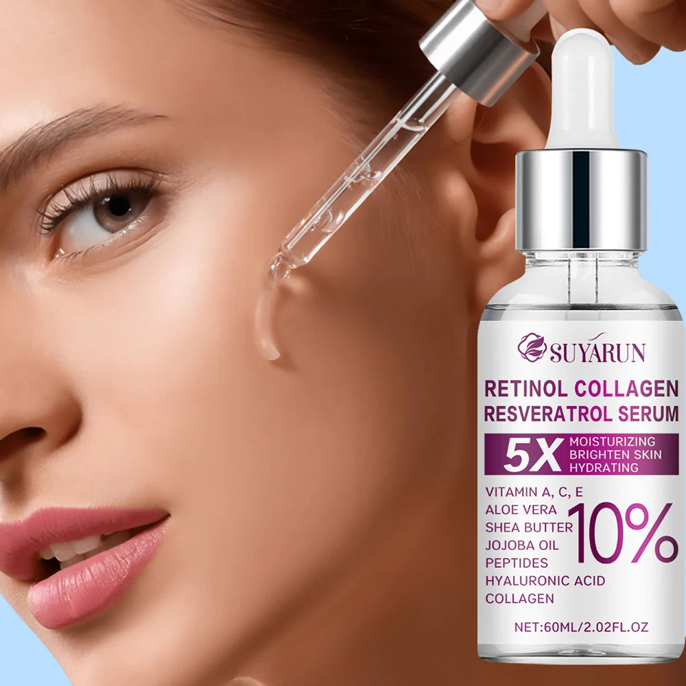 SUYARUN Retinol Resveratrol Facial Serum, Organic Brightening Moisturizer, Reduces Wrinkles & Dark Spots.