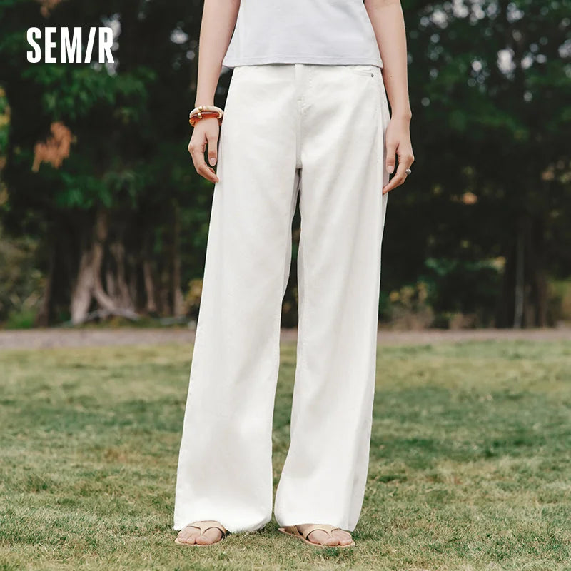 Semir Women Jeans Antibacterial 2026 Cooling Raw Hem Wide Leg Urban Casual Everyday Style Soft Comfortable Daily Wear Trendy
