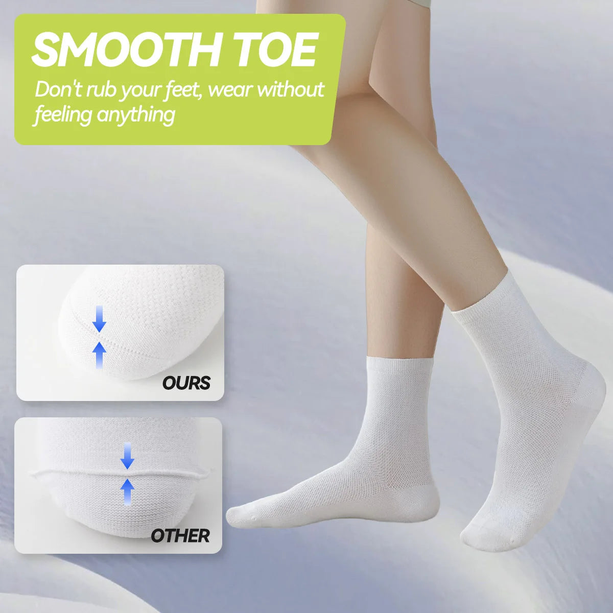 Children's pure cotton seamless socks,mesh thin mid-calf style for summer, suitable for students to wear to school, for sports