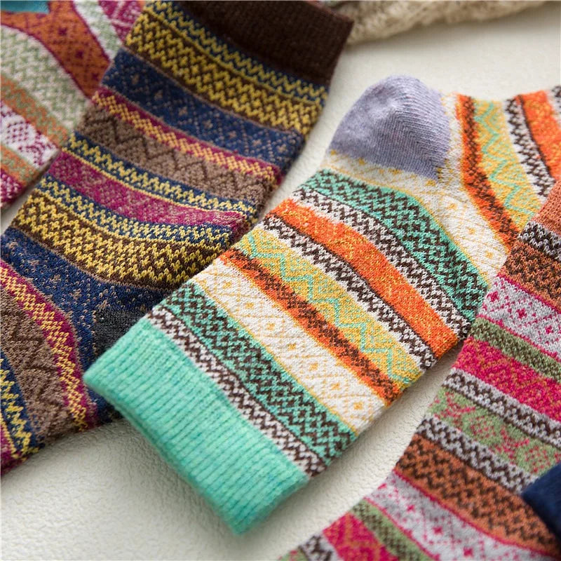 5 Pairs Women Winter Autumn Fashionable Mid Socks New Crew Ladies Happy Funny Novelty Dot Design Socks  ﻿