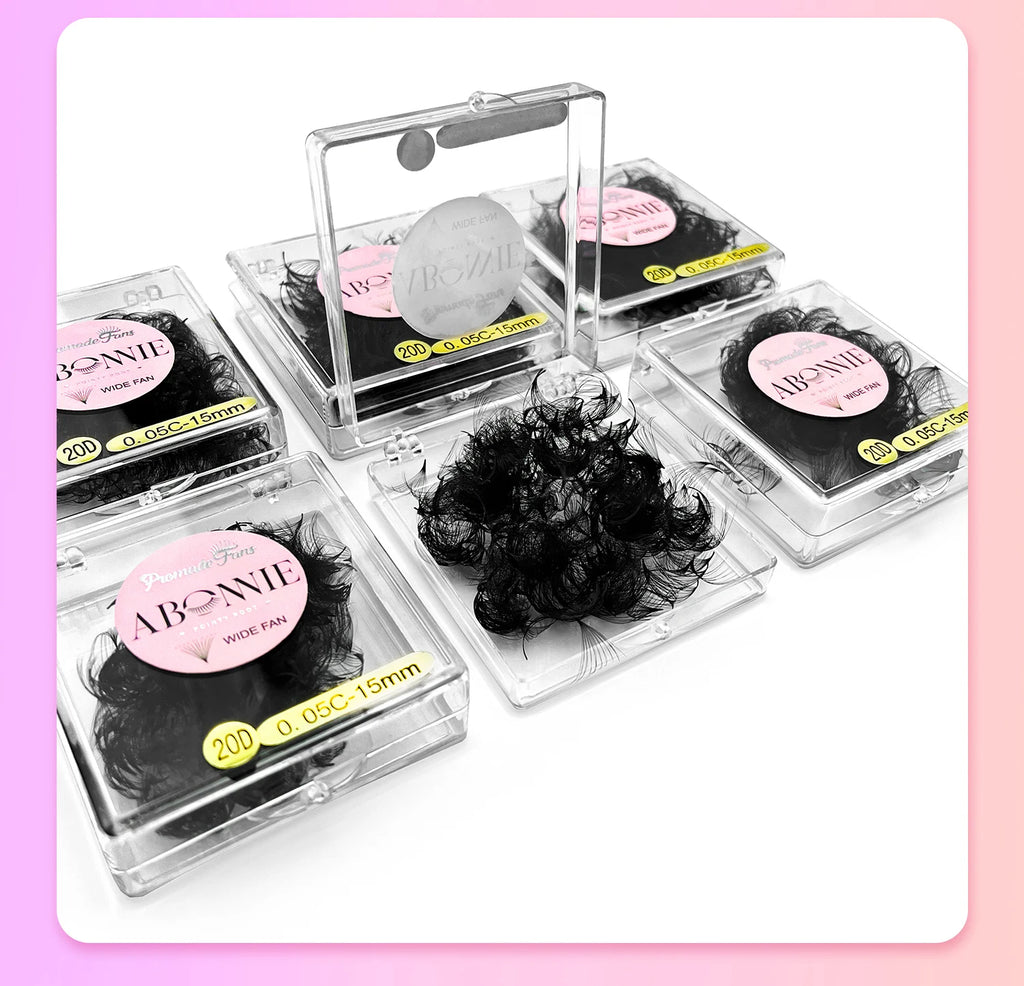 ABONNIE Loose 8D-20D Pointy Base Short Stem Premade Russian Volume Fans Faux Mink Premade Eyelash Extensions Makeup Cilios