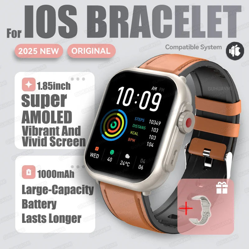 2025New For XIAOMI IOS Watch Ultra2 Smart Watches Women 1000mAh 1.85" AMOLED Full Touch Screen BT Call Ladies Fashion Smartwatch