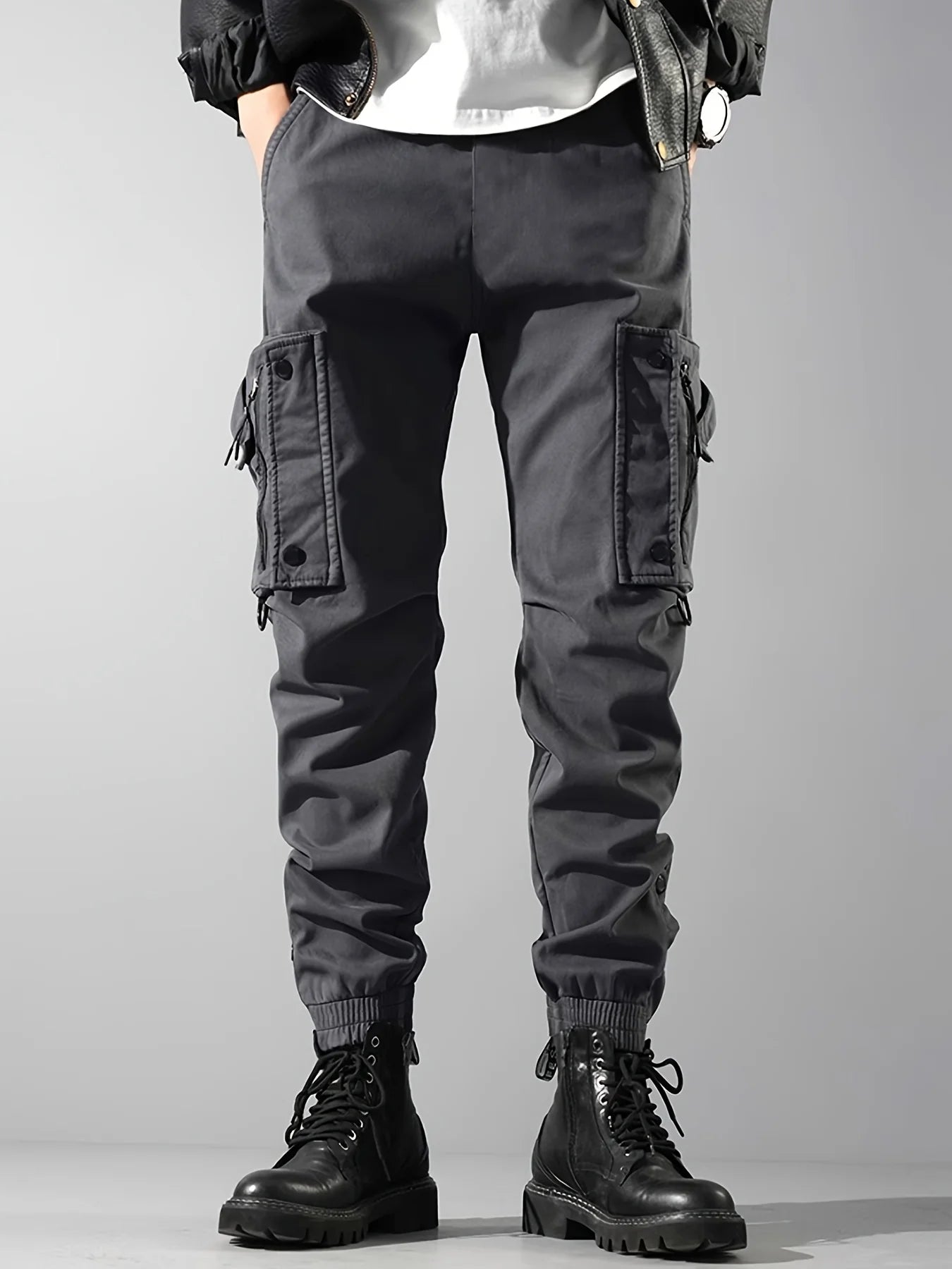 Multi-pockets Ribbons Bandage Tactical Techwear Cargo Pants Mens Harajuku Punk Hip Hop Joggers Pantalons Casual Streetwear