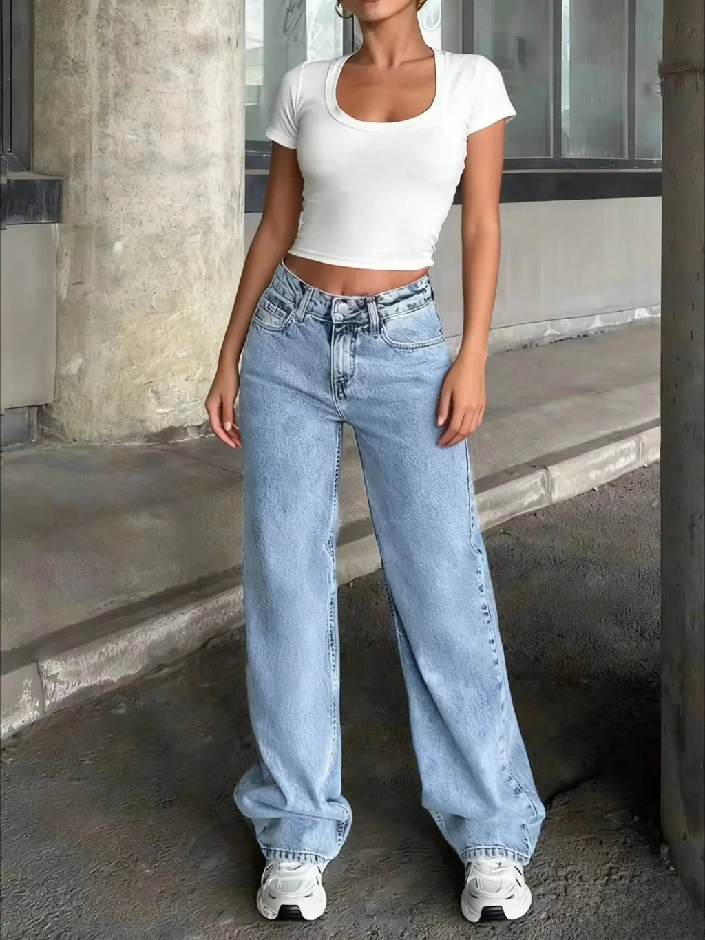 Women's High Waisted Baggy Jeans Denim Pants Y2K Aesthetic Vintage Design Loose Fit Comfortable Female Daily Casual Clothing