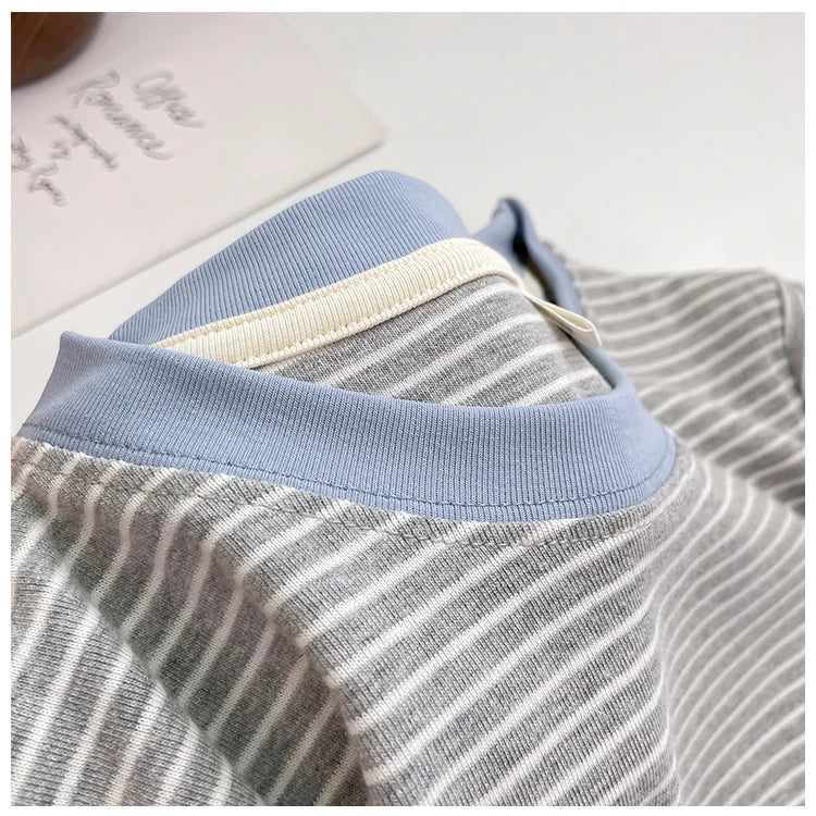2026 New Women's Loose Fit Casual Stripe Short Sleeve T-Shirt Comfortable Breathable Cotton Polyester Blend Summer Top