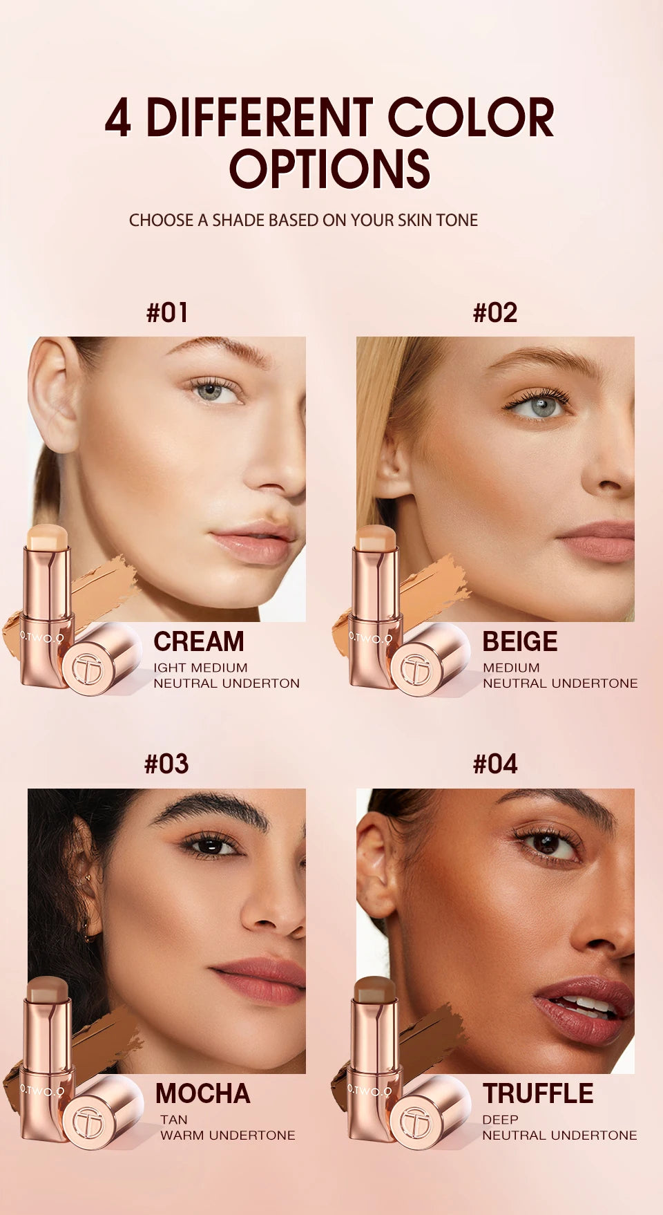 O.TWO.O Contour Stick Cream Long-wear Lightweight Brighten Stick Easy to Sculpt Face Concealer Bronzer Contouring Makeup Pen