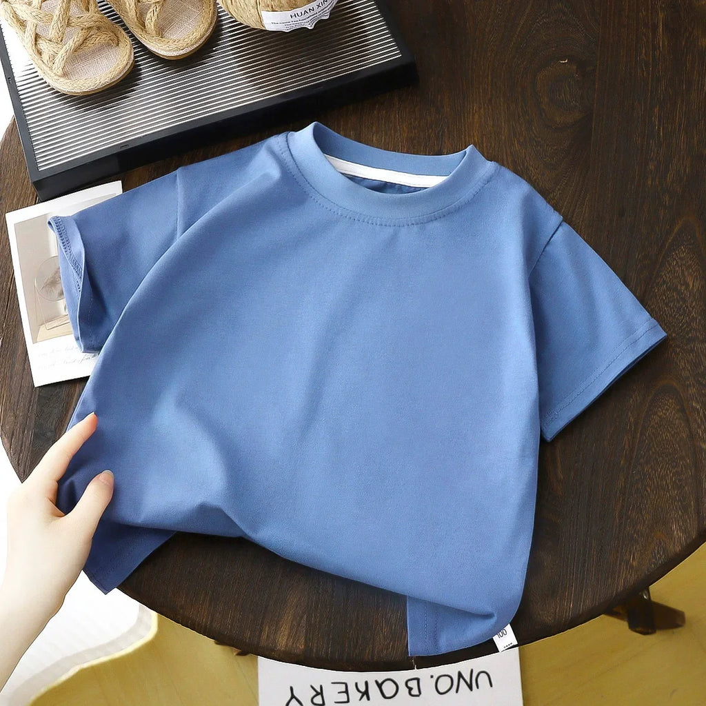 2025 Children's Cotton Short Sleeve White Red Black T-shirt Girls' Summer Baby Clothes Kids Boys' Tops