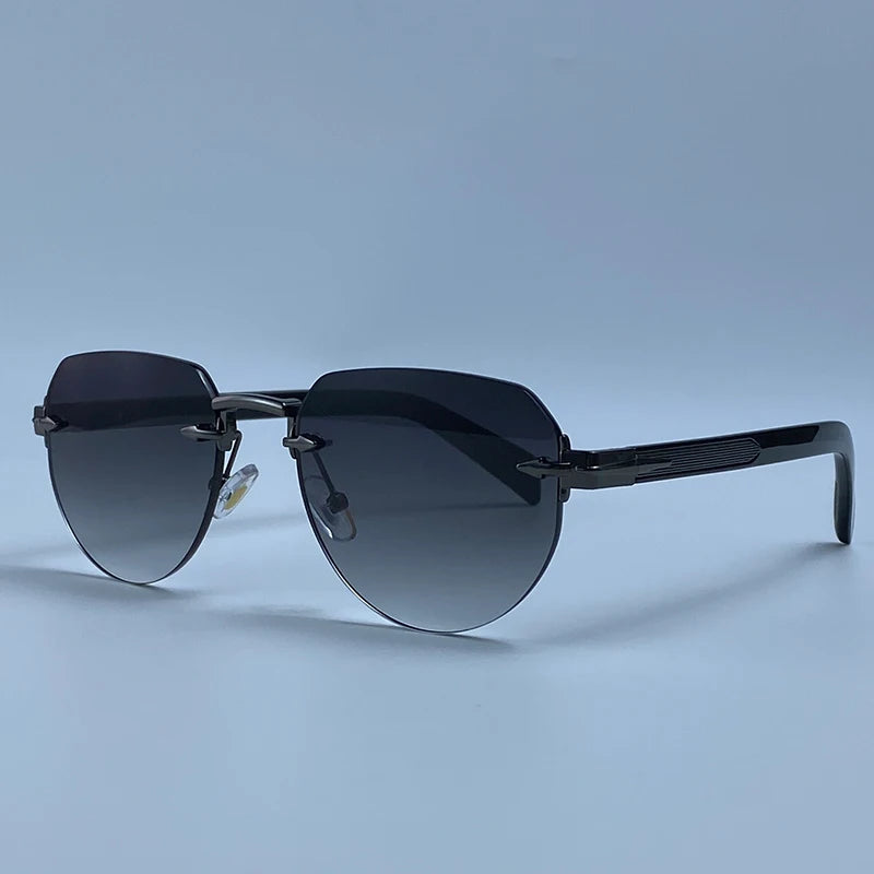 2026 Fashion Square Rimless Sunglasses Women Vintage Gold Metal Frameless Polygon Sun Glasses Lady Pilot Eyewear Cut Edge Shades