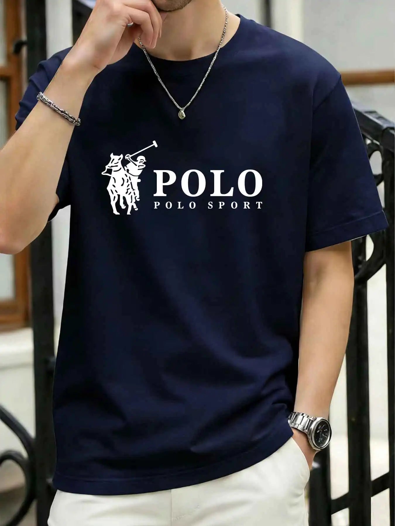 new style High quality men's T-shirt 2026 summer print casual 100% cotton man loose T-shirt sports top