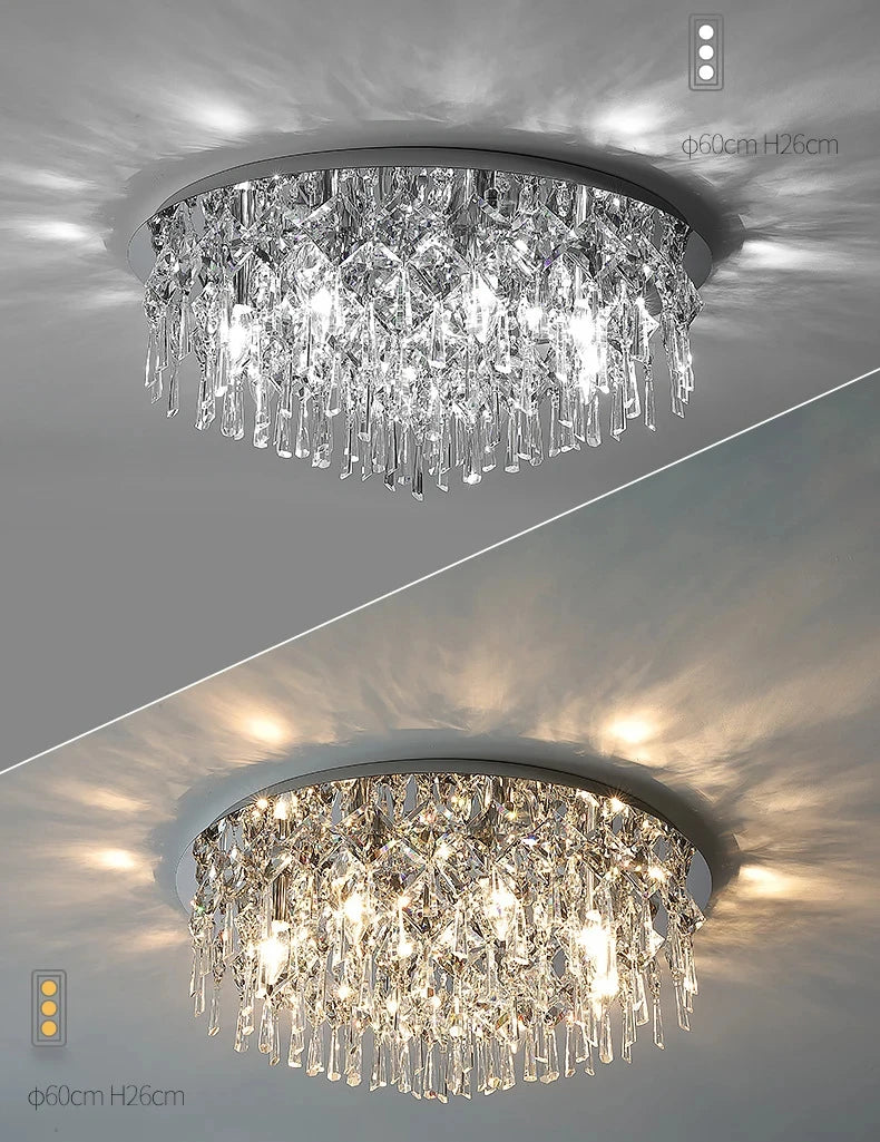 Modern Minimalist LED K9 Crystal Chandelier Ceiling Pendant Suspend Lights Home Decoration Lamp Dining Room Living Villa Bedroom