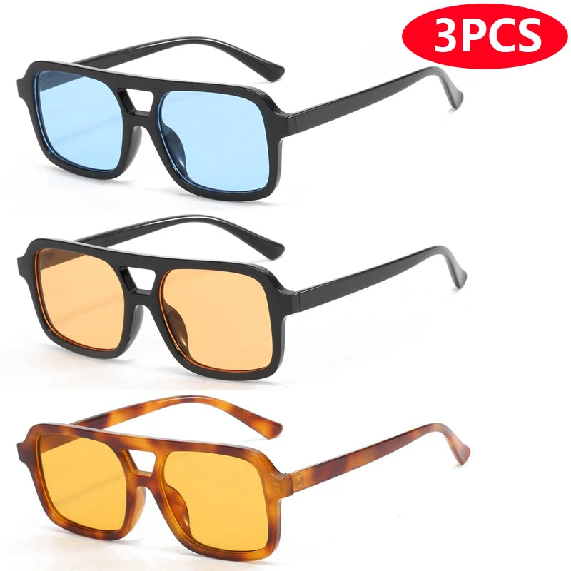 3pcs/6pcs New Parallel Bars Versatile Sun Glasses Retro Fashion Outdoor Sunglasses Riding UV Protection Eyeglasses Female