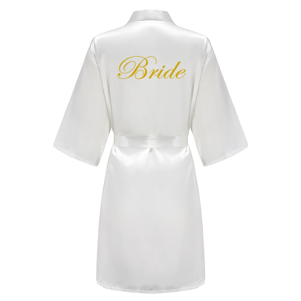 New Bathrobe Bride Satin-Silk Robe Women Bridal Party Sister Team Mother Shower Gift Bridesmaid Wedding Short Robes YE7883