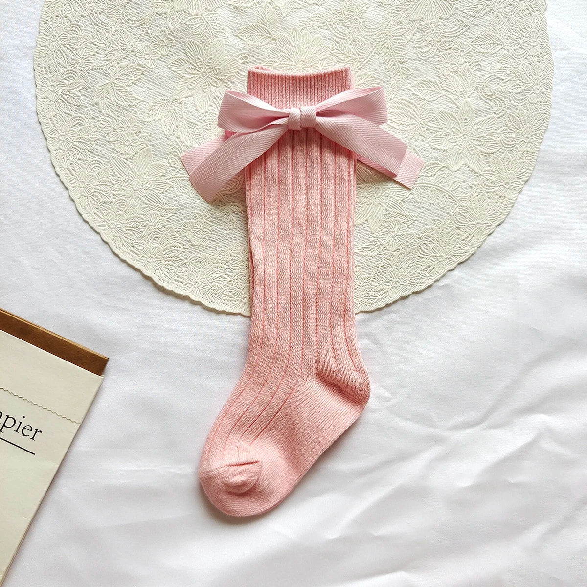 14 Colors Princess Girls Long Sock Big Bowknot Infant Baby Stockings Kids Cotton Sock Knee High Breathable Soft Children Socken