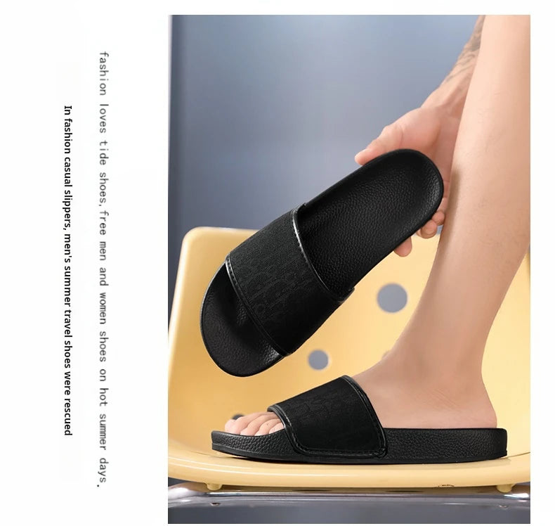 Men's Home Slippers Lightweight Summer New Style Flat and Worn Casual Retro Patterned Anti-slip Quick-drying Sandals