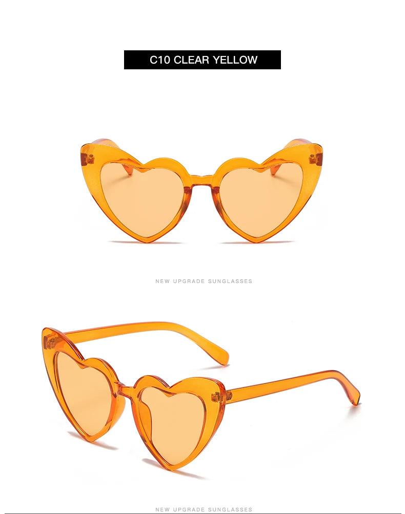 Heart Shaped Sunglasses Women Cat Eye Female Sun Glasses Luxury Brand Retro Love Black Red Eyewear Men Oversize Shade