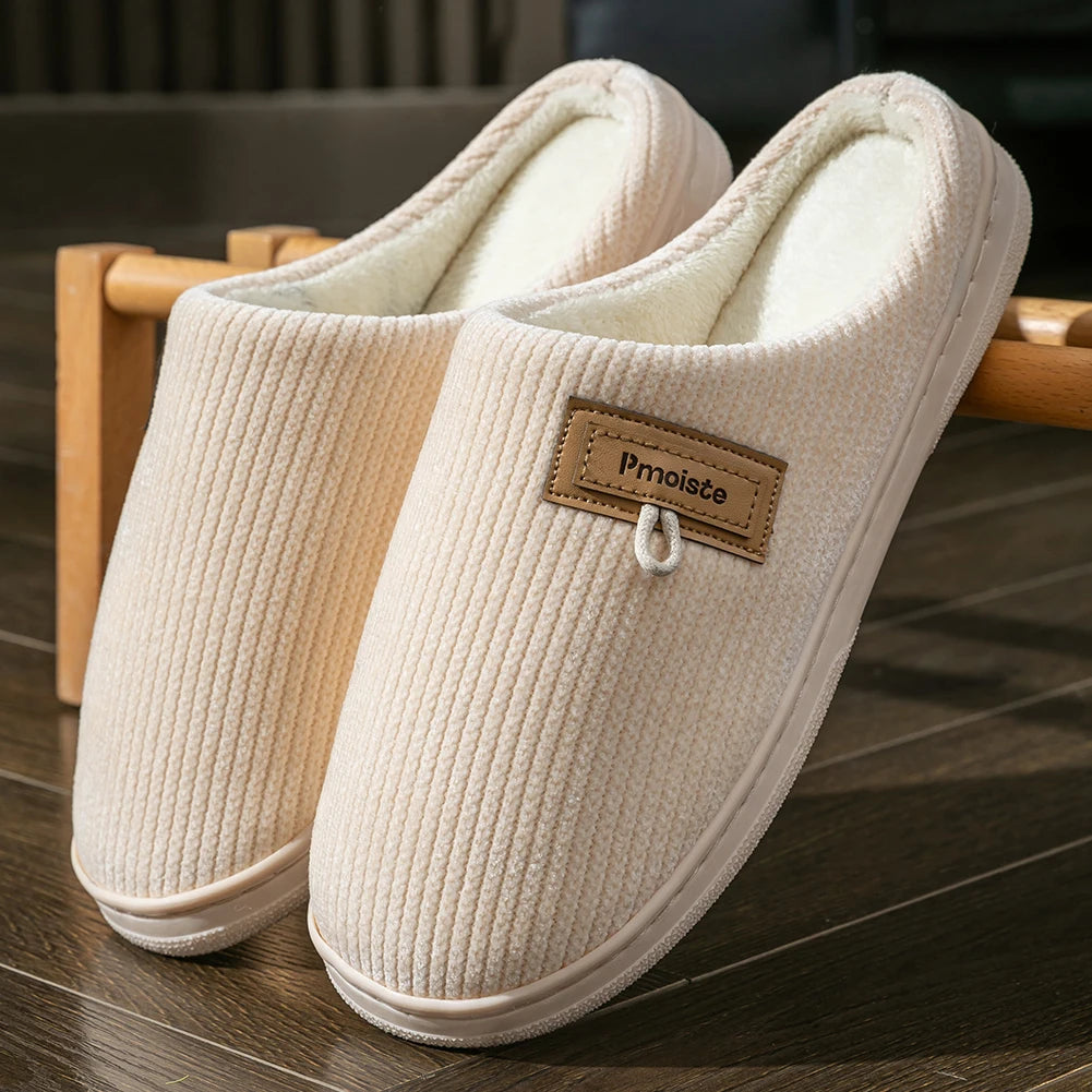 House Slippers for Men Warm Non Slip Indoor Knitted Memory Foam TPR Sole Cushion Home Shoes Winter Luxury Designer Comfort