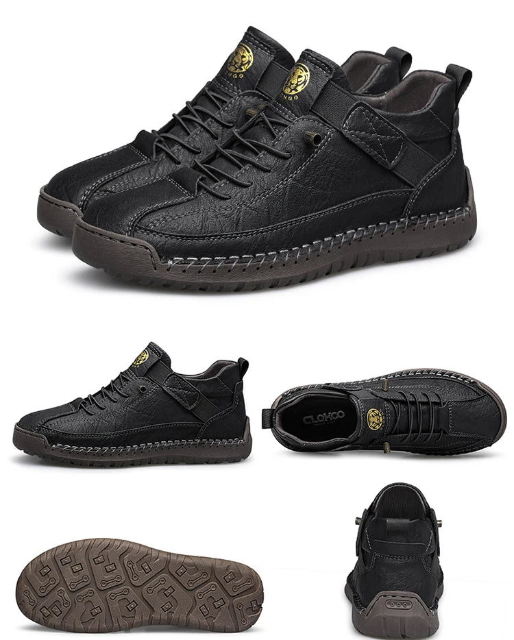 CLOHOO Handmade Men's High-Top Sport Casual Boots Breathable Outdoor Wear with Extended Size Options Classic Ankle Boots