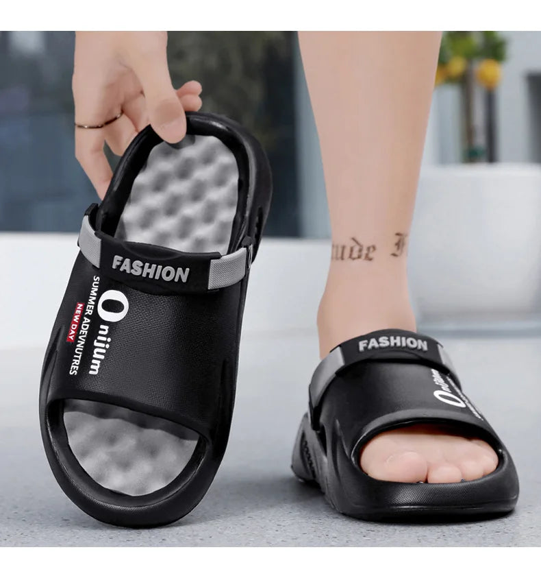 Pallene Summer Men's Slippers EVA Lightweight Slides Indoor Outdoor Sandals Leisure Beach Shoes Comfort Soft Sole Men's Slippers