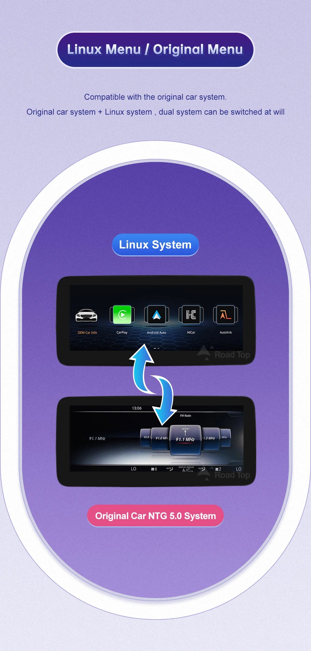 Wireless Carplay Linux Screen for Mercedes Benz W205 GLC A C V Class W447 CLA GLA 2015-2019 GPS With Android Auto Car Multimedia