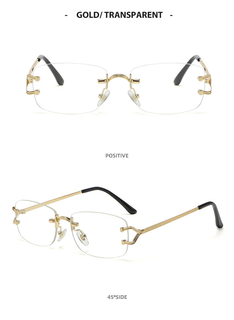 New Small Narrow Rimless Sunglasses Fashion Frameless Rectangle Tinted Lens Eyewear 90s Glasses for Women Men