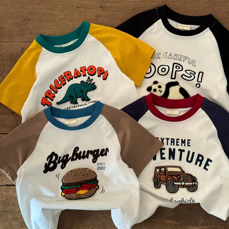 1-6 Age Kids Clothing Summer Short Sleeve Tops Tees Boutique Fashion Children's Clothes Crewneck T-shirt Loose Casual Boy Tshirt