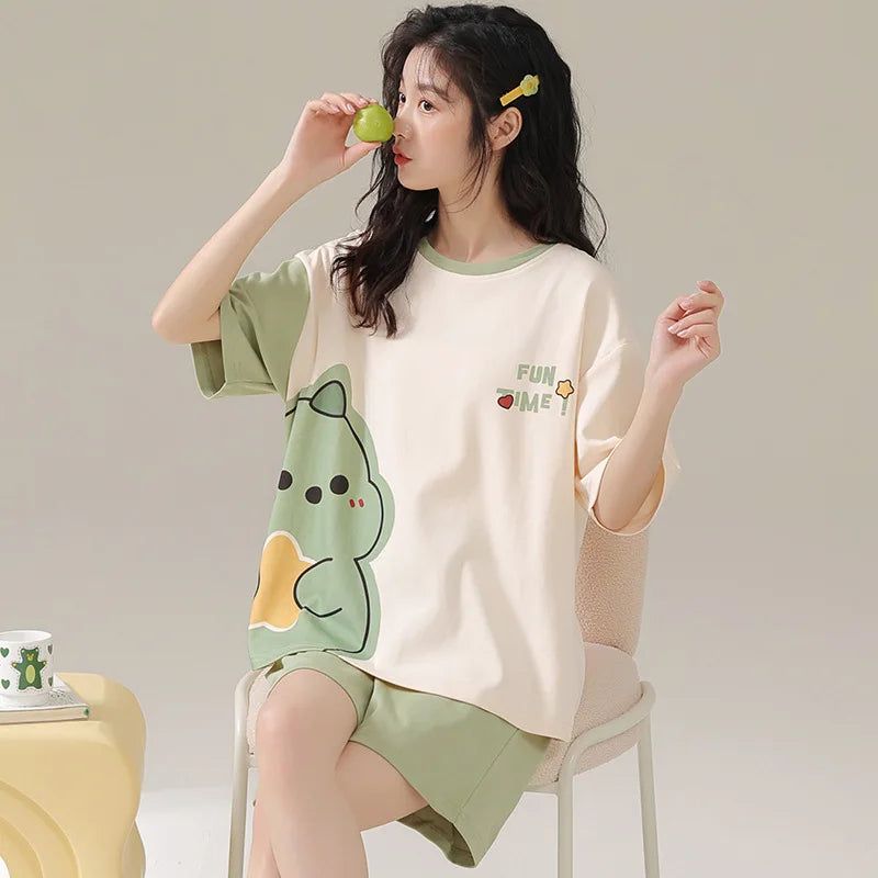 Sleepwear Set Women Short Pajamas for Women Women's Summer Pajamas Pajama Sets Pijama Woman Home Wear Panties Sleep Lounge
