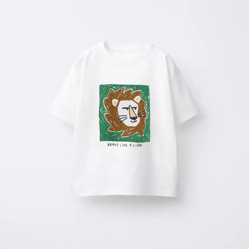 Animal Pattern Boys Clothes T-shirt Summer New Simple Fashion Short Sleeve Tops Kids Tees Round Collar Print Children's T Shirts