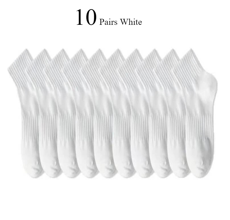 10/20 Pairs Neutral Solid Color Round Neck Socks Spring Summer Sweat Absorbing Breathable Soft Comfortable Couple Sports Socks